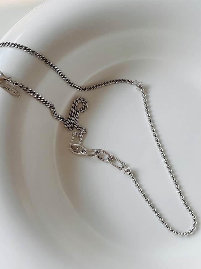 925 Sterling Silver Irregular Vintage Beaded Necklace