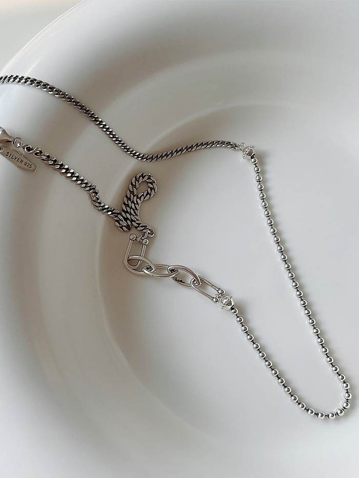 Unregelmäßige Vintage-Perlenkette aus 925er Sterlingsilber