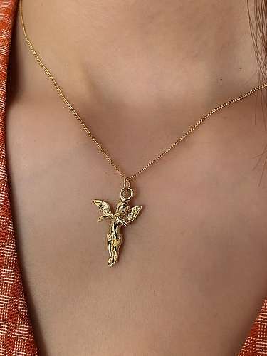 925 Sterling Silver Religious Vintage Mini Angel Necklace