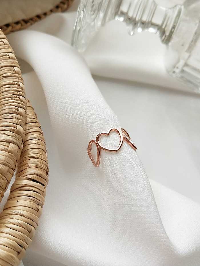 925 Sterling Silver heart love free size Ring
