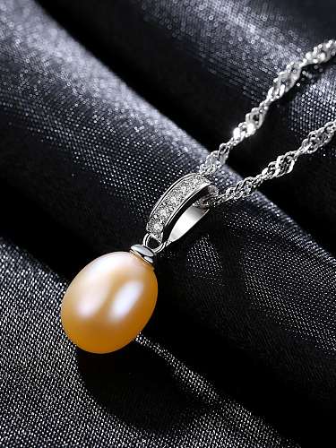 925 sterling silver simple Freshwater Pearl multi color Necklace