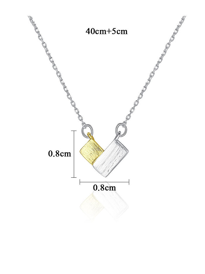 Collares geométricos simplistas de plata de ley 925 con baño de dos colores