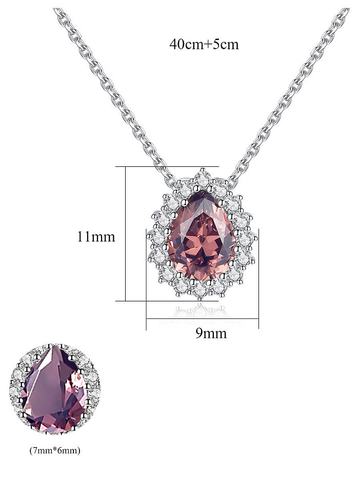 925 Sterling Silver With Cubic Zirconia Luxury Water Drop Necklaces