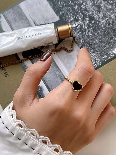 925 Sterling Silver Acrylic Heart Minimalist Band Ring