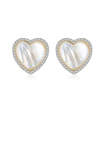 Boucles d'oreilles minimalistes en forme de coeur blanc en argent sterling 925