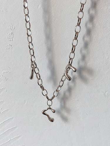 925 Sterling Silber Geometrische Vintage Hohlkette Halskette