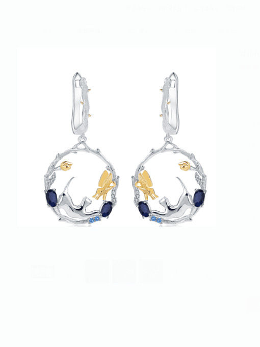 Boucles d'oreilles de luxe en argent sterling 925 avec topaze et crabe de couleur naturelle