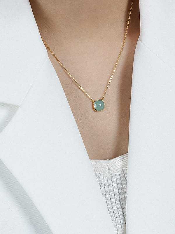 Geometrische minimalistische Halskette aus 925er Sterlingsilber mit Emaille