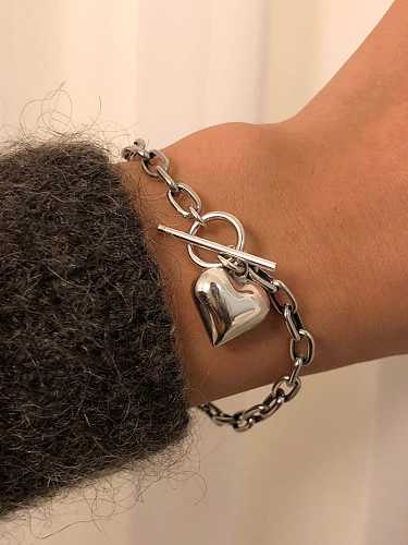 Bracelet à maillons tendance coeur en argent sterling 925