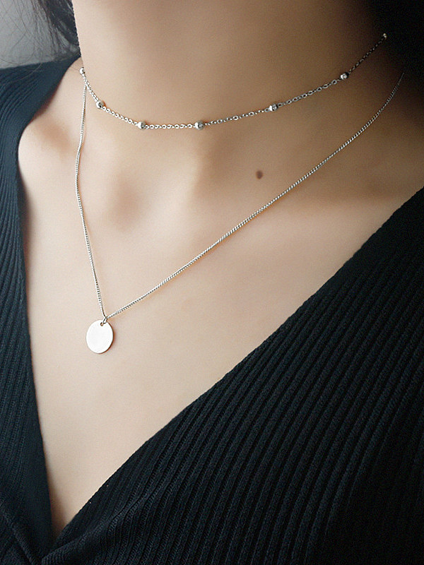 Pure Silver Choker round deck Necklace