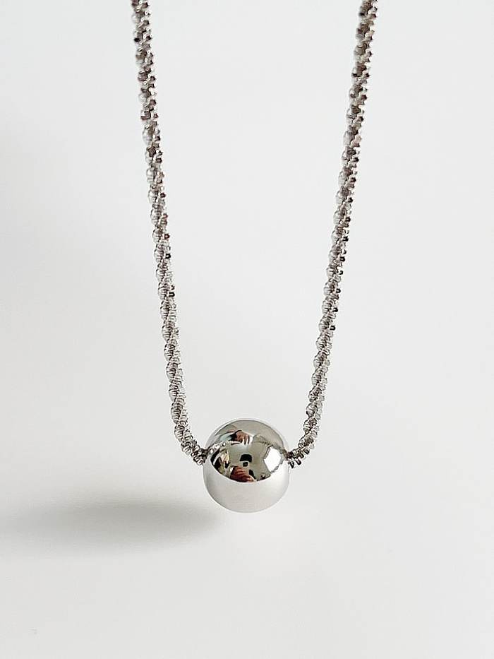 Collier pendentif boule ronde minimaliste en argent sterling 925