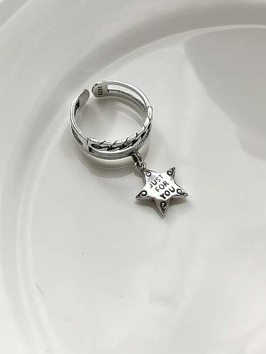 925 Sterling Silver Star Vintage Free Size Stackable Ring