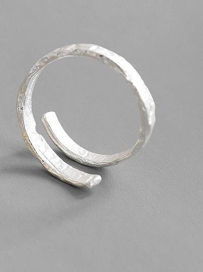 925 Sterling Silver With Simplistic Irregular Uneven Surface Double Layer Free Size Rings