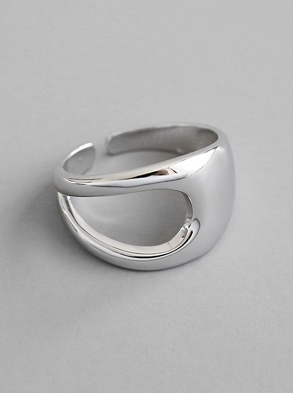 925 Sterling Silver With Platinum Plated Simplistic Irregular Free Size Rings