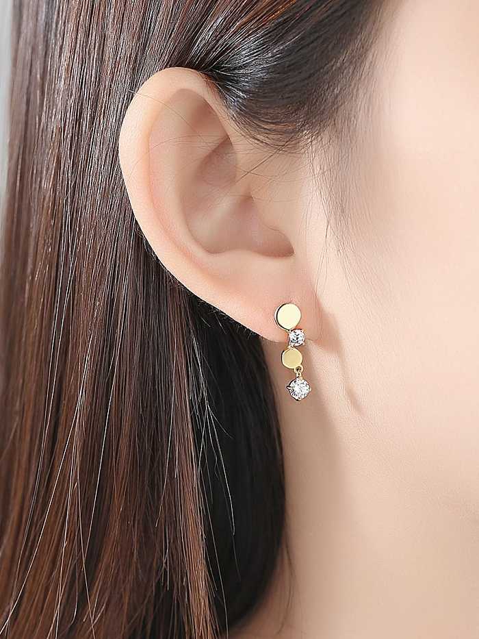 925 Sterling Silver Rhinestone Smooth Round Trend Drop Earring