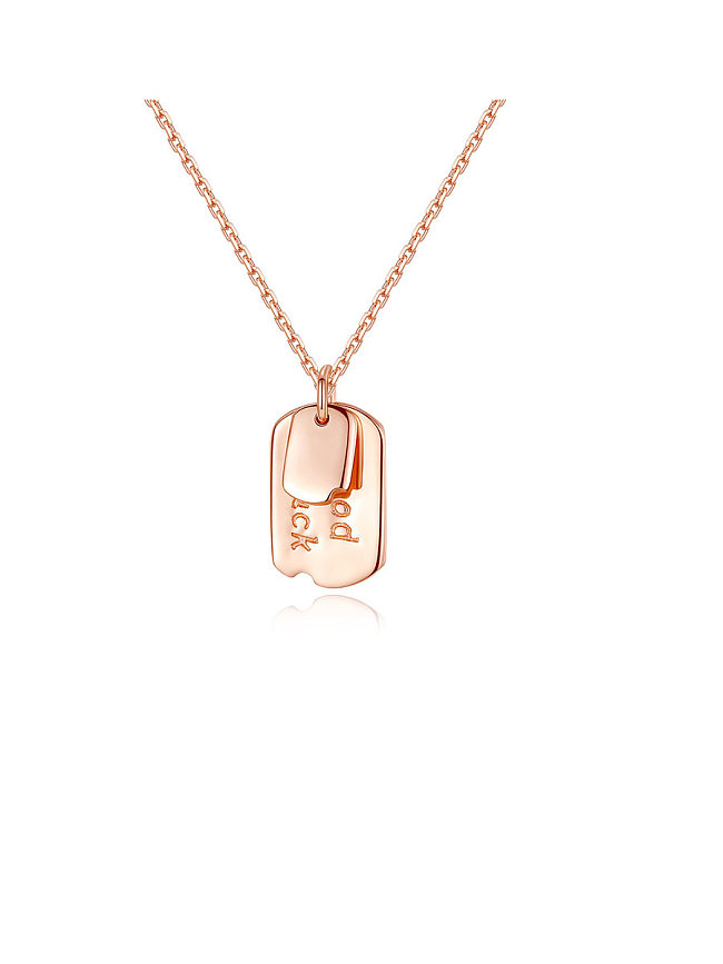 925 Sterling Silver With Rose Gold Plated Simplistic Square Necklaces