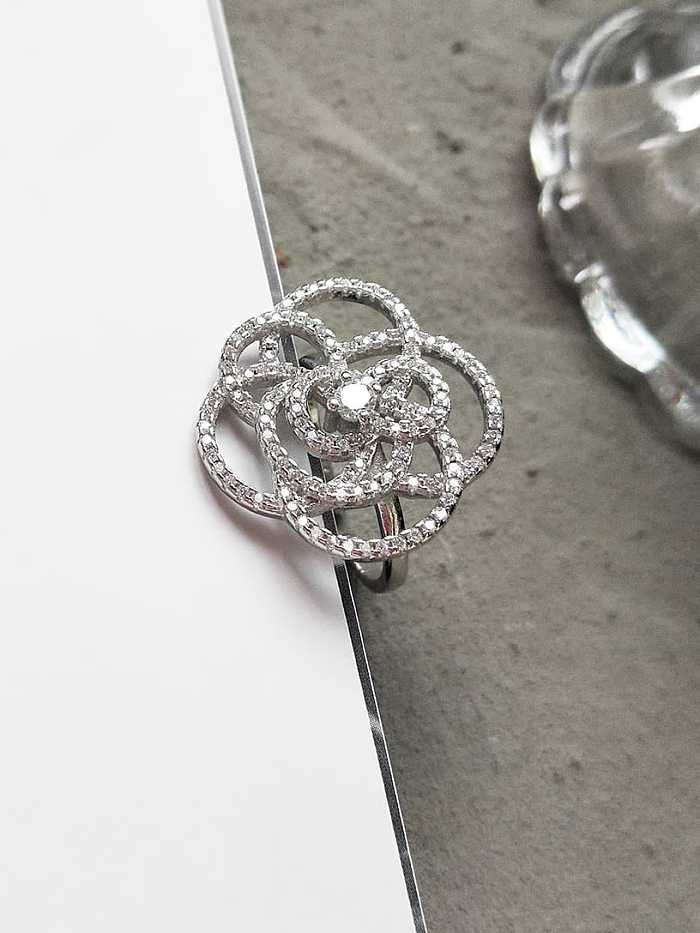 925 Sterling Silber Strass hohle Blume minimalistischer Midi-Ring