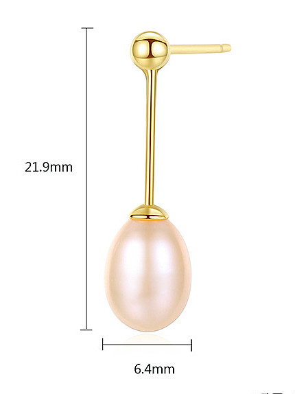 Pendientes de plata de ley con diseño minimalista de perlas naturales de 7-8 mm