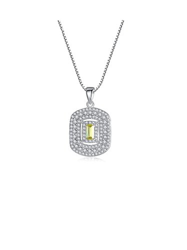925 Sterling Silver Cubic Zirconia Luxury square pendant Necklace