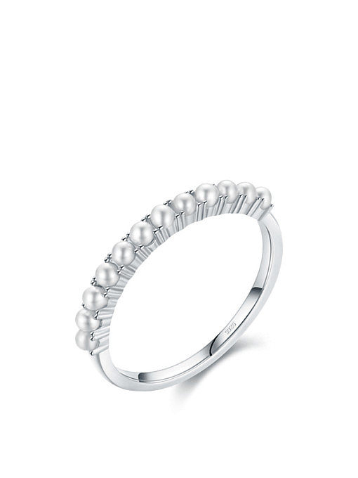 925 Sterling Silver Imitation Pearl Irregular Trend Band Ring