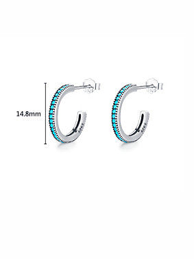 925 Sterling Silver Turquoise Geometric Minimalist Stud Earring