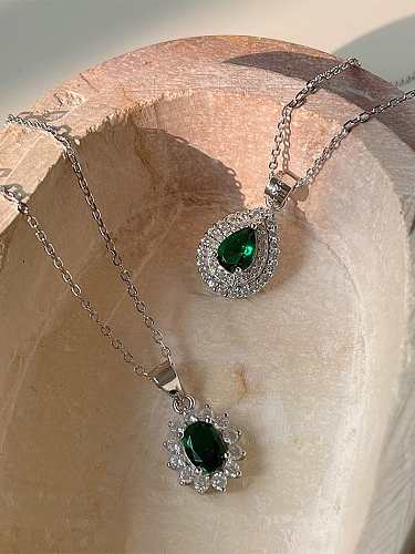 925 Sterling Silver Cubic Zirconia Water Drop Vintage Necklace
