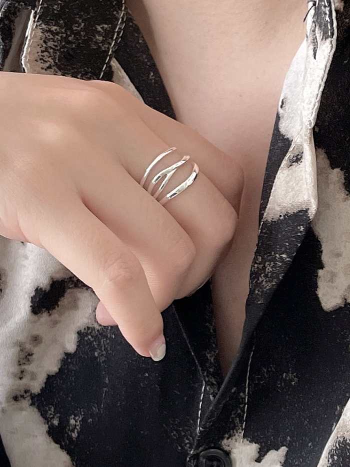 925 Sterling Silver Geometric Vintage Stackable Line Ring