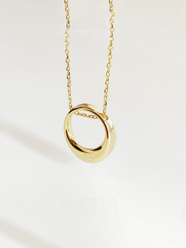 Ovale Halskette aus Sterlingsilber mit minimalistischer Textur in Gold