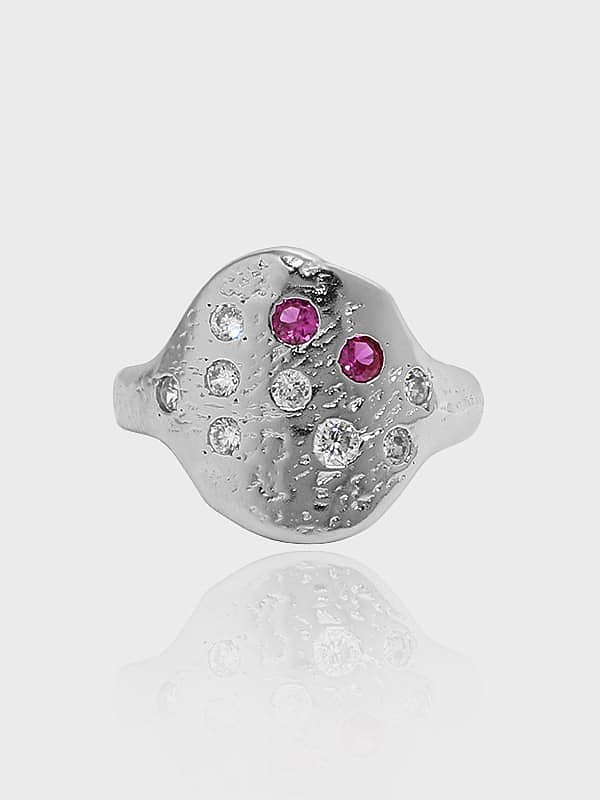 925 Sterling Silver Cubic Zirconia Irregular Vintage Band Ring