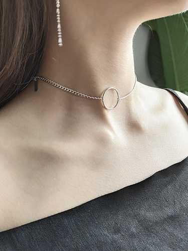 925 Sterling Silver Round Trend Choker Necklace