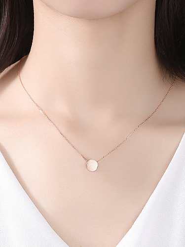 925 Sterling Silver Simple glossy round pendant Necklace