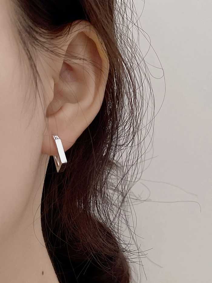 925 Sterling Silver Square Minimalist Huggie Earring