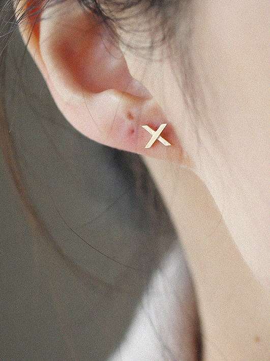 925 Sterling Silver Letter Minimalist Stud Earring