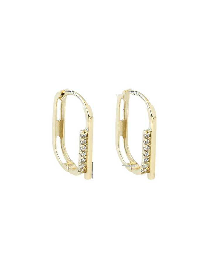 925 Sterling Silver Cubic Zirconia Geometric Trend Huggie Earring