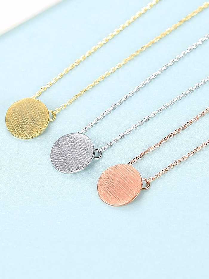 925 Sterling Silver Simple glossy round pendant Necklace
