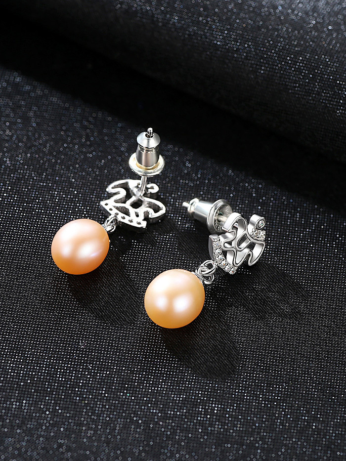 925 Sterling Silver With Platinum Plated Simplistic Dog Stud Earrings