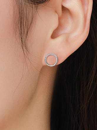 925 Sterling Silver Cubic Zirconia Round Minimalist Stud Earring