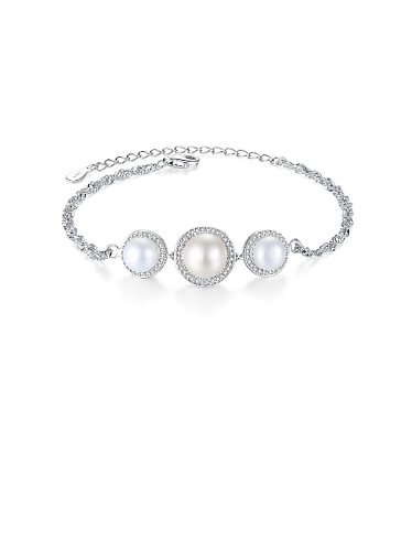 925 Sterling Silver ROUND Freshwater Pearl Bracelet