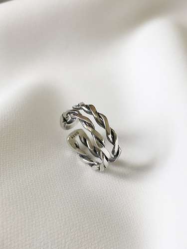 925 Sterling Silber geometrischer Vintage stapelbarer Ring