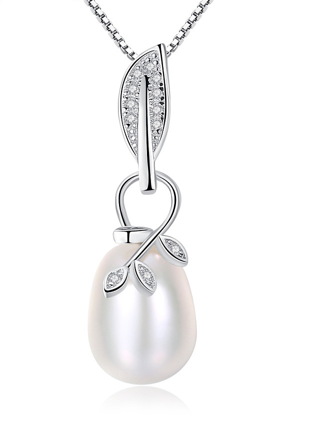 Pure silver natural freshwater pearl with AAA Zircon Necklace