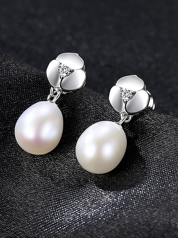 Sterling Silver 7-8mm natural pearl earrings