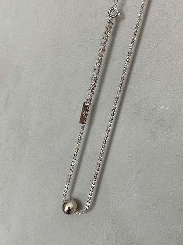 Minimalistische Halskette aus 925er Sterlingsilber mit glatter runder Kugel