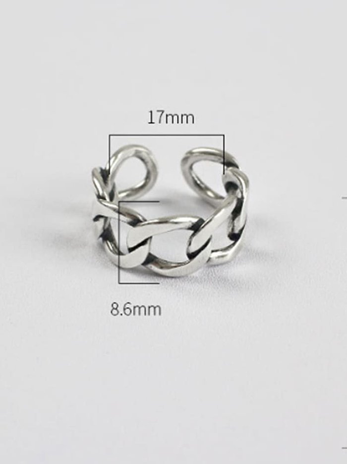S925 prata esterlina moda simples miçanga redonda rosto largo inglês tamanho livre anel