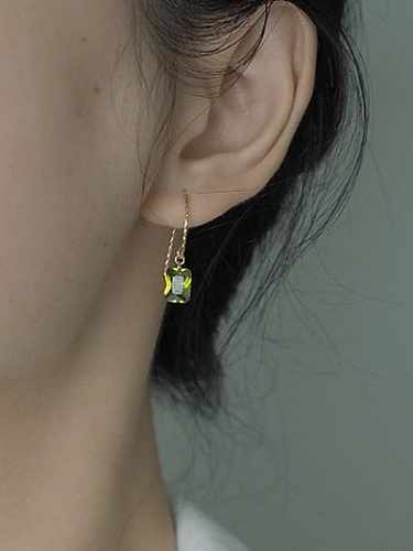 925 Sterling Silver Cubic Zirconia Geometric Minimalist Hook Earring