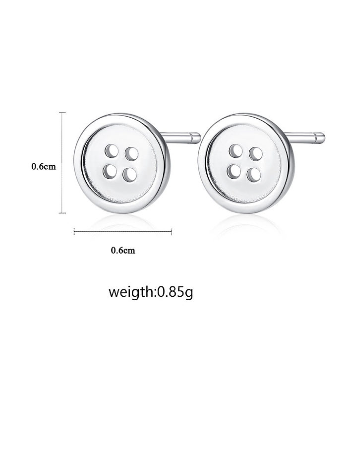 925er Sterlingsilber mit platinierten schlichten Knopf-Ohrsteckern