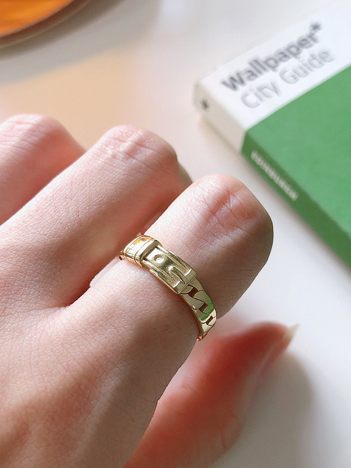 Plata de ley 925 con anillos de tamaño libre geométricos suaves y simplistas chapados en oro