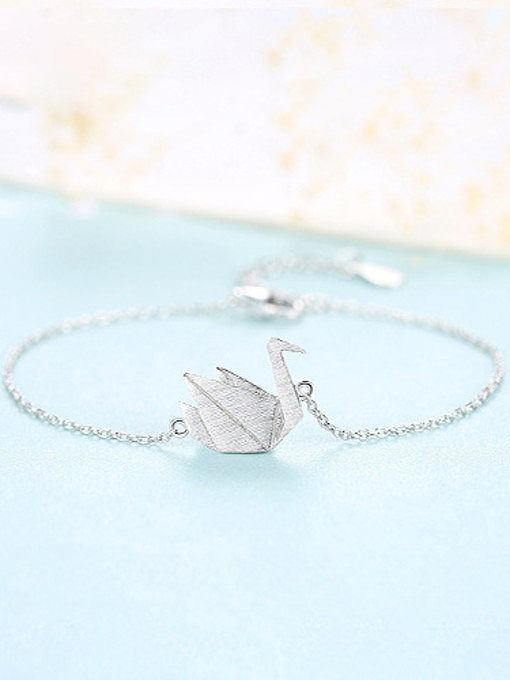 925 Sterling Silver With Glossy Simplistic Swan Bracelets