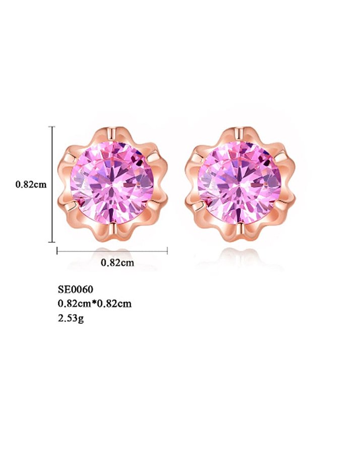 Boucles d'oreilles tige fleur minimaliste en argent sterling 925 avec oxyde de zirconium