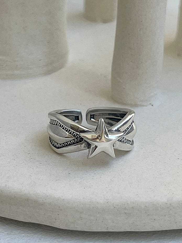 925 Sterling Silver Star Vintage Band Ring