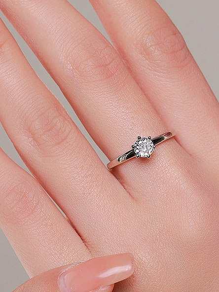 925 Sterling Silver Rhinestone Geometric Minimalist Band Ring